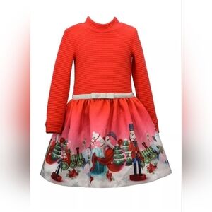 BONNIE JEAN Girl's Size 16 Red Nutcracker Border Print Dress NWT $70